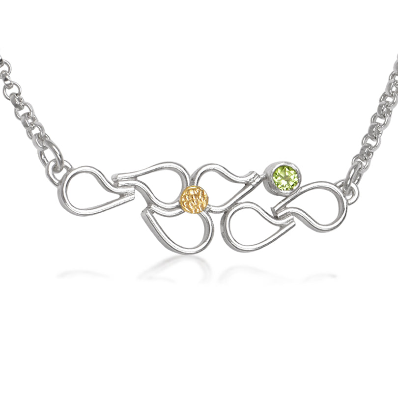 Argentium Pendant with 18kt Gold with Peridot
