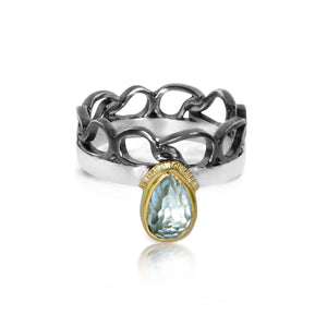 Aquamarine River Crown Ring