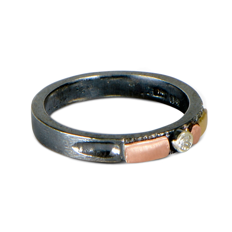 Stack Rings-Rose gold & 18kt yellow gold & diamond