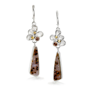 Waterfall Earrings with Spotted Druzy Dangle