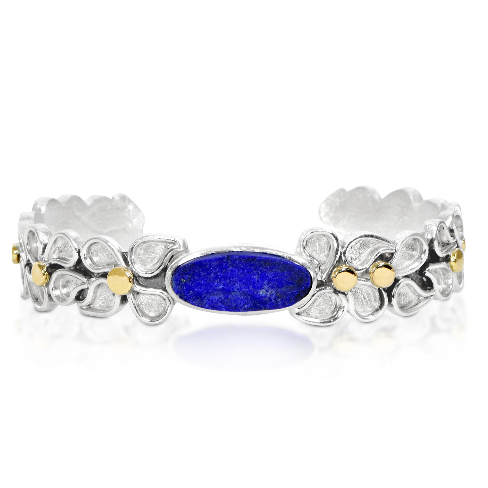 Natural Lapis Argentium Cuff Bracelet