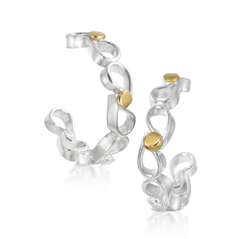 Argentium Silver hoop earrings & 18kt gold