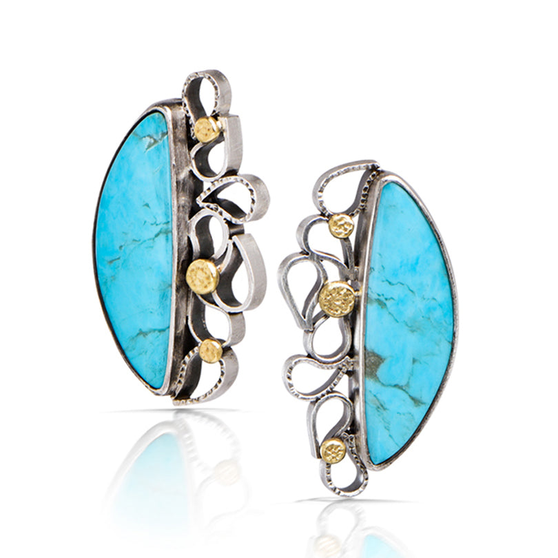 Cascading Earrings with Kingman Turquoise