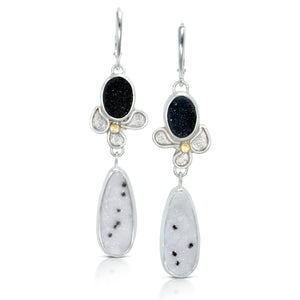 Black & White & Spotted Druzy Earrings