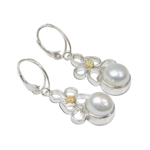 Mabe pearl argentium earrings with 18kt