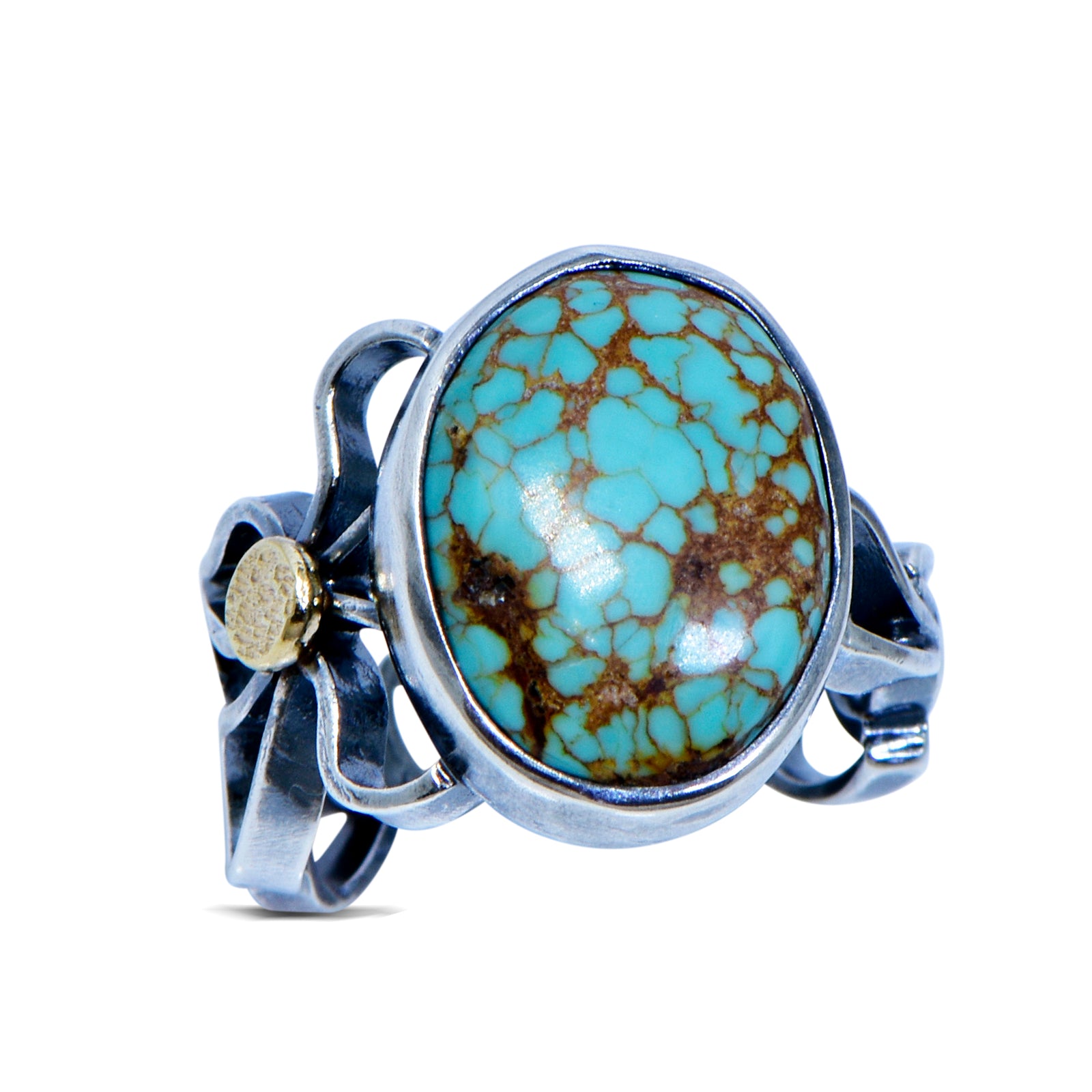Argentium & 18kt Ring with Turquoise