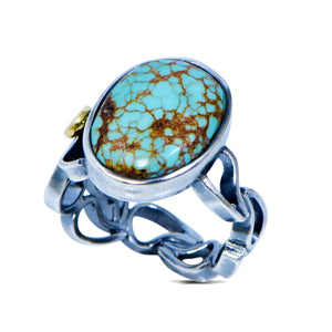 Argentium & 18kt Ring with Turquoise