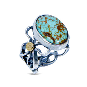 Argentium & 18kt Ring with Turquoise