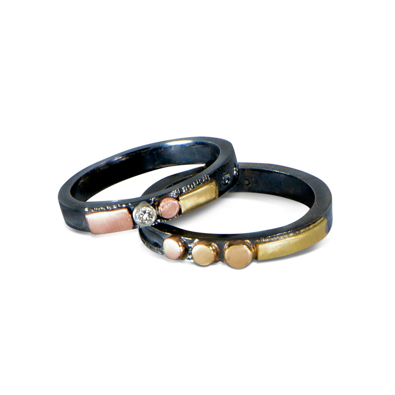 Stack Rings - Rose Gold & 18kt Yellow Gold & Diamond