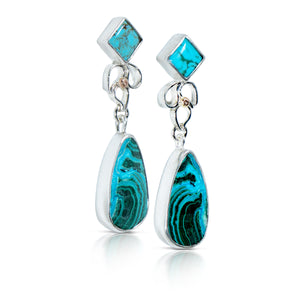 Blue Tides of Malachite Earrings
