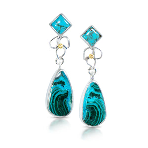 Blue Tides of Malachite Earrings
