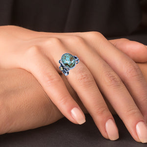 Argentium & 18kt Ring with Turquoise