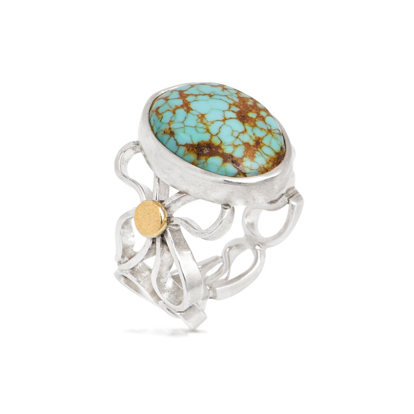 Argentium & 18kt Ring with Turquoise