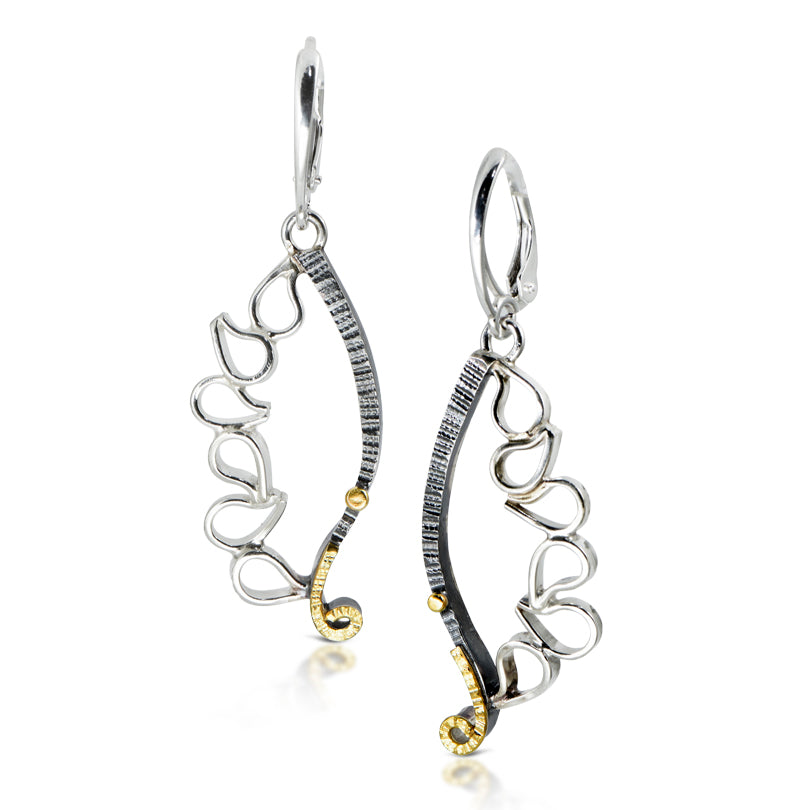 Argentium Dangle Earrings with 18kt Gold Curl