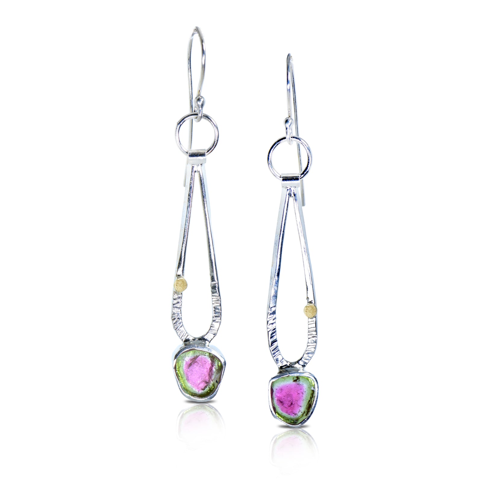 Watermelon Tourmaline Falls Earrings