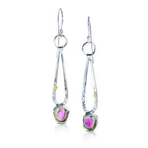 Watermelon Tourmaline Falls Earrings
