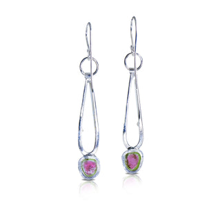 Watermelon Tourmaline Falls Earrings