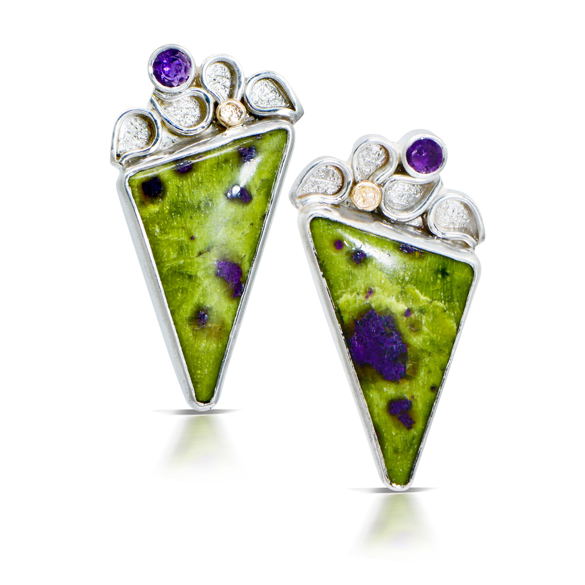 Serpentine & Amethyst Earrings