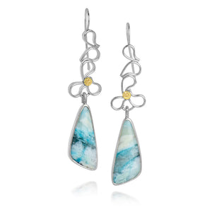 Opalized petrified wood Waterfall earrings